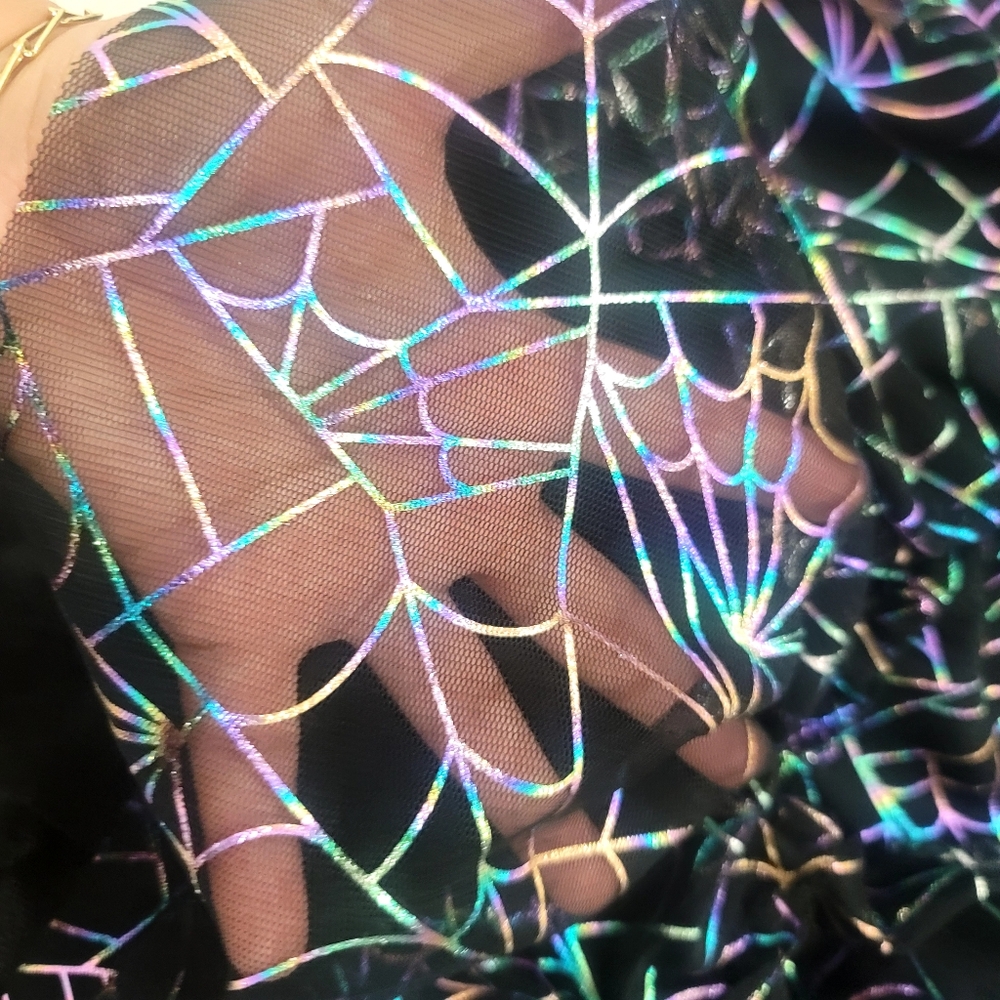 New Cat and Jack halloween spiderweb rainbow metallic tutu skirt size L - Picture 3 of 12